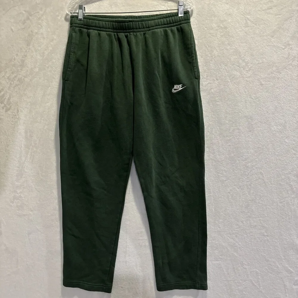 Nike Sportswear Club Fleece Sweatpants Pants Men's Medium Green Embroidered Logo